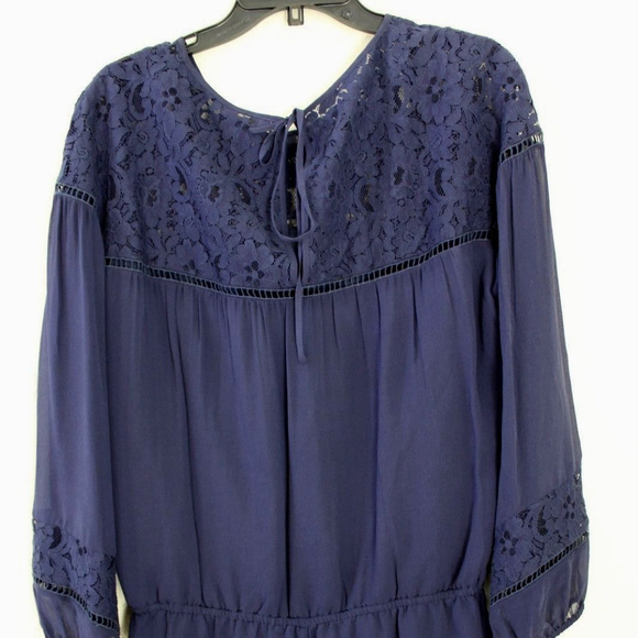 Joie Romper Silk Eyelet Lace Navy Size Large - Picture 6 of 8